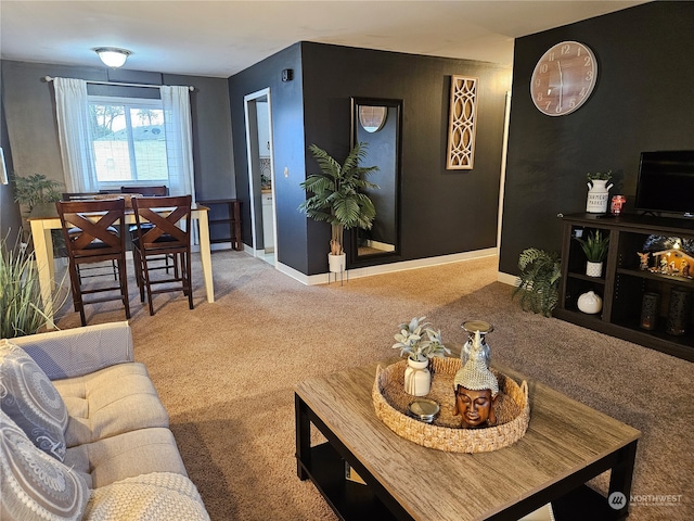 living room featuring carpet