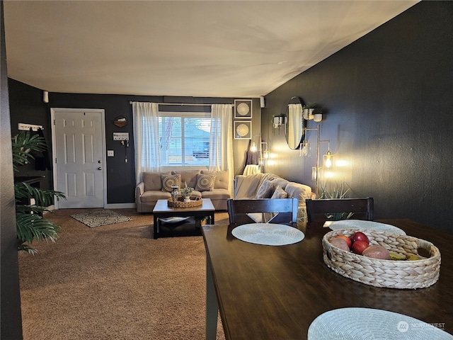 dining area with carpet