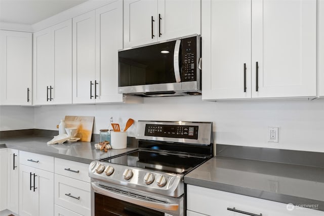 kitchen with white cabinets and stainless steel appliances