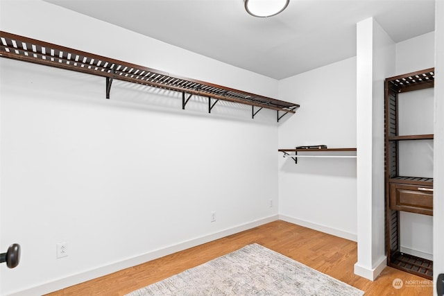 walk in closet featuring light hardwood / wood-style flooring