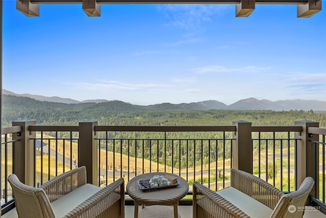 balcony with a mountain view