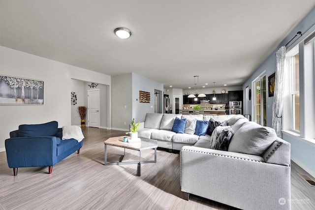 living room with wood-type flooring