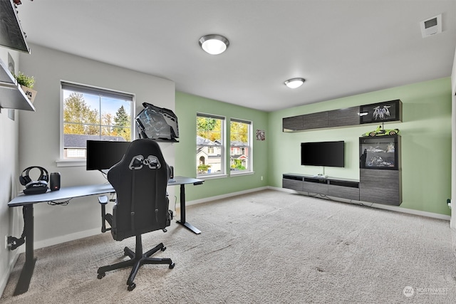 office featuring a wealth of natural light and light carpet