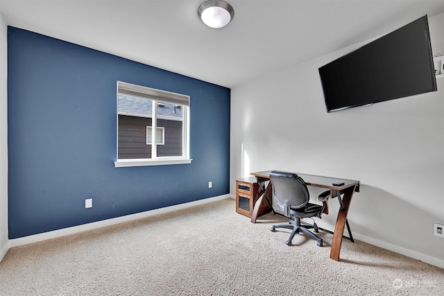 view of carpeted home office