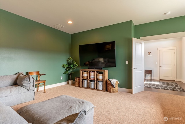 living room featuring carpet