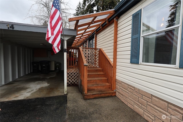 exterior space featuring a carport