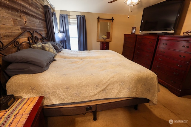 bedroom featuring carpet and ceiling fan