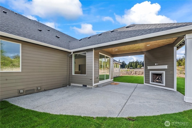 25709 64th Avenue Ct E Unit 7, Graham, WA 98338 - view of patio / terrace featuring a large fireplace