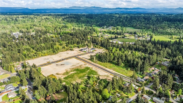 25709 64th Avenue Ct E Unit 7, Graham, WA 98338 - aerial view of property and surrounding area featuring a forest and mountains