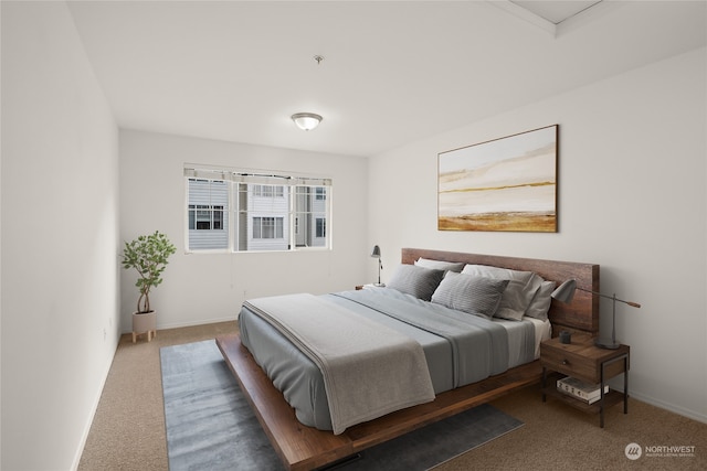 bedroom featuring carpet