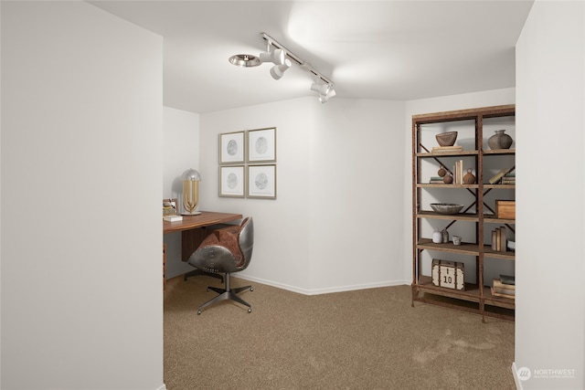 view of carpeted office space