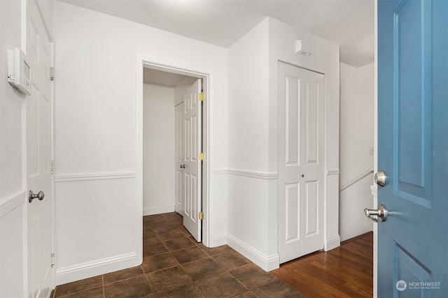 hall featuring dark hardwood / wood-style flooring