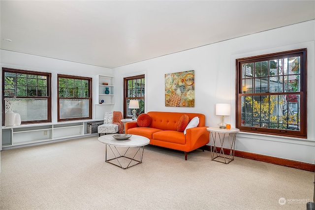 carpeted living room with plenty of natural light