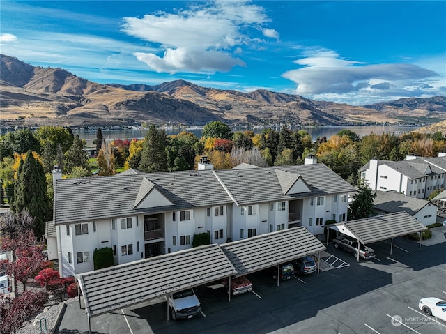 drone / aerial view with a mountain view