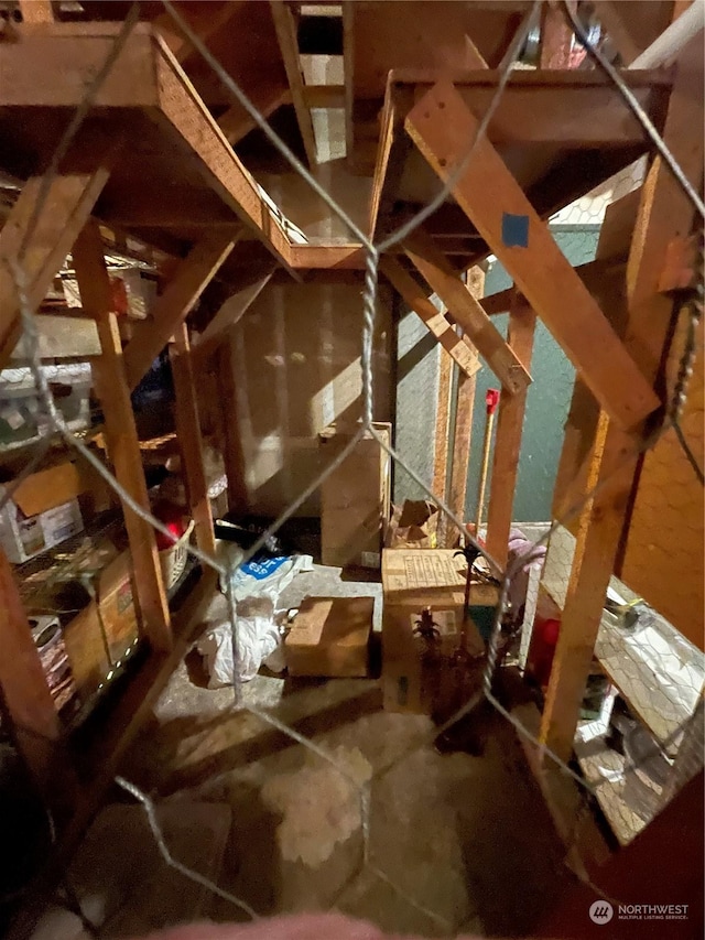 view of unfinished attic