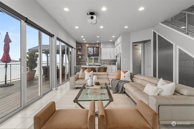 view of tiled living room