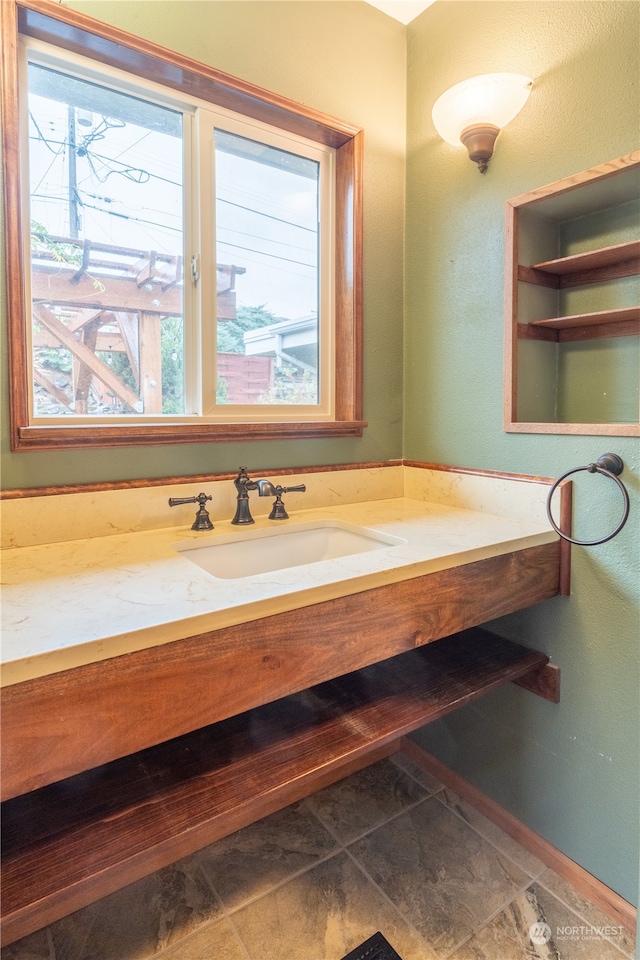 bathroom featuring vanity and tile patterned floors