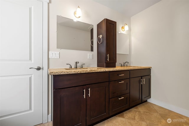 bathroom with vanity and tile patterned flooring