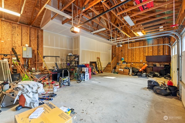 garage with a garage door opener