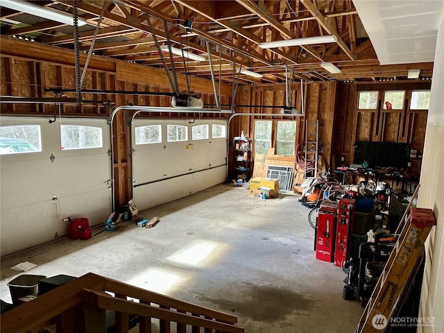 garage with a garage door opener