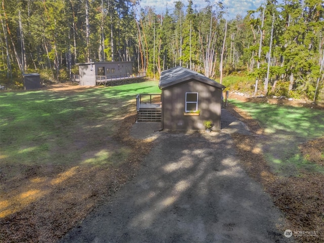 exterior space with an outbuilding