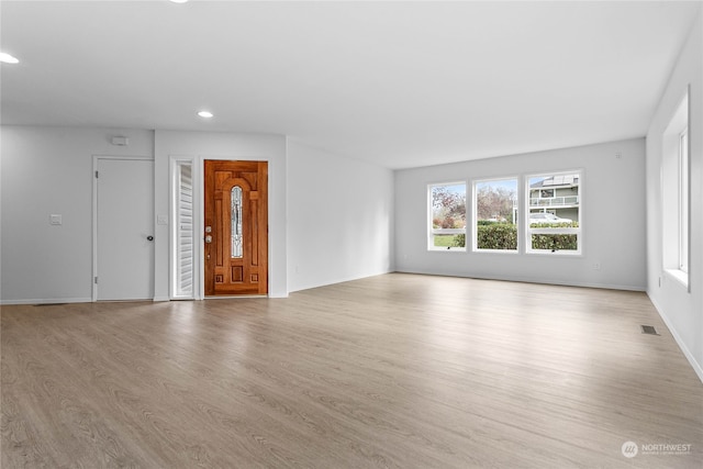 unfurnished living room featuring light hardwood / wood-style floors