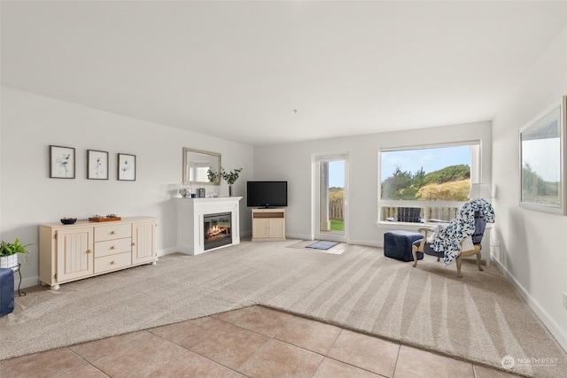 sitting room with light tile patterned floors