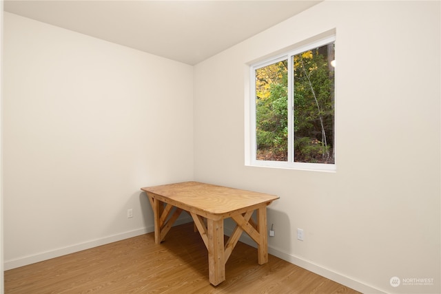 dining area with light hardwood / wood-style flooring