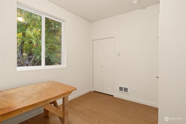 interior space with light hardwood / wood-style flooring