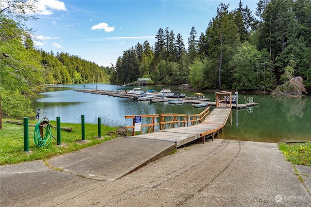 view of dock featuring a water view