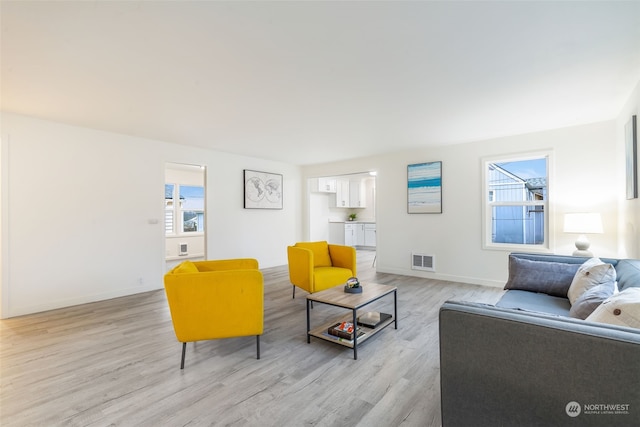 living room featuring light hardwood / wood-style floors