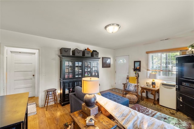 living room with light wood-type flooring