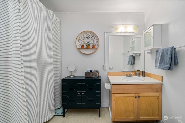 bathroom featuring vanity and tile patterned floors