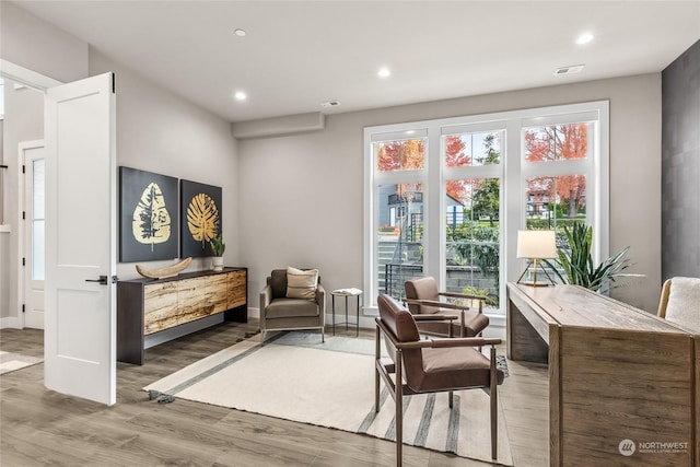 living area featuring wood-type flooring