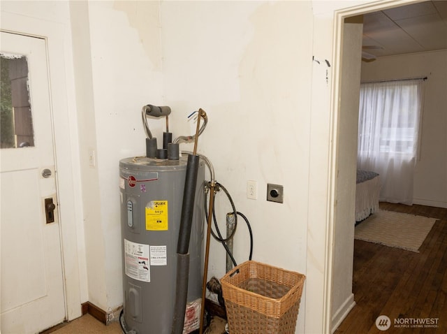 utility room with water heater