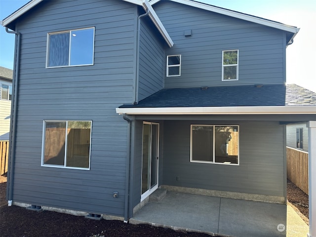 rear view of house featuring a patio area