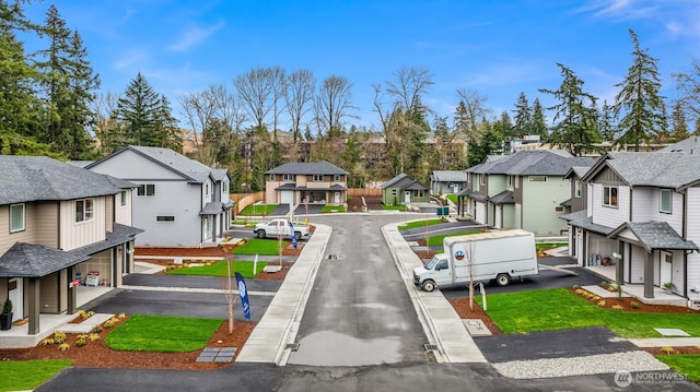 view of road with a residential view