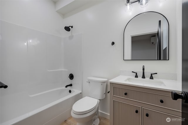 full bathroom featuring vanity, shower / bathing tub combination, and toilet