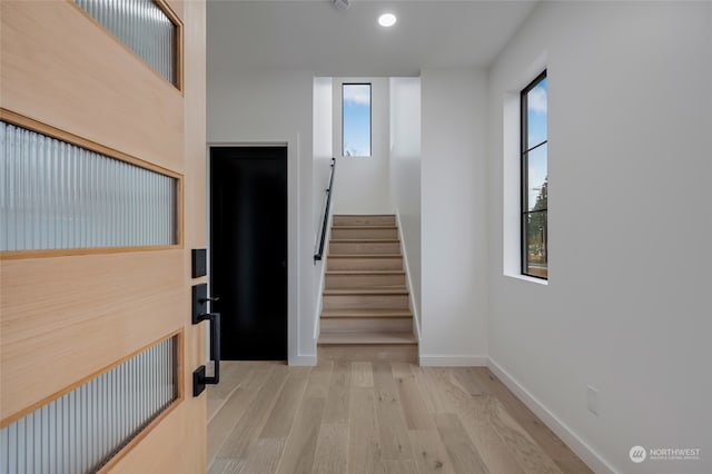 hall featuring light hardwood / wood-style flooring