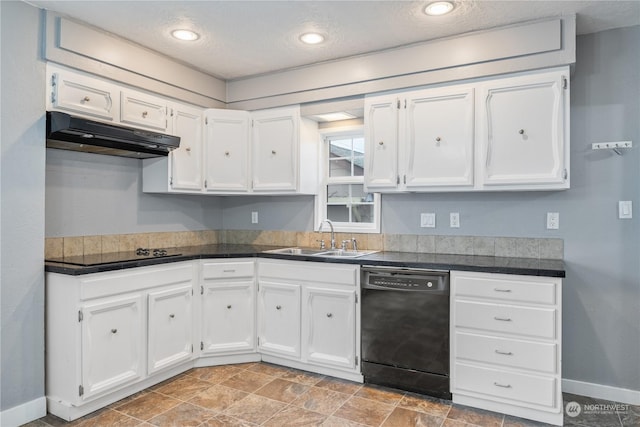 kitchen featuring dishwasher, white cabinetry, and sink