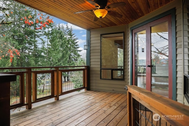 deck featuring ceiling fan