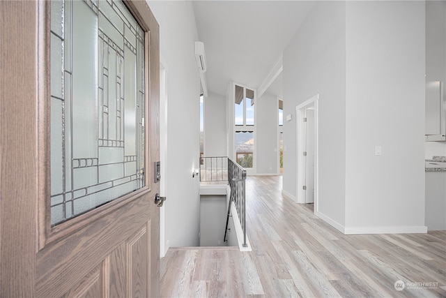 entrance foyer with light wood-type flooring