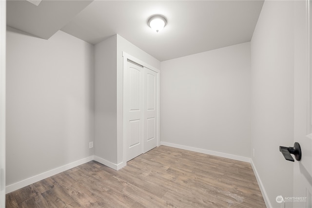 interior space featuring light hardwood / wood-style floors and a closet