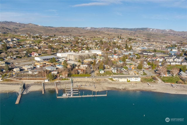 aerial view with a water and mountain view