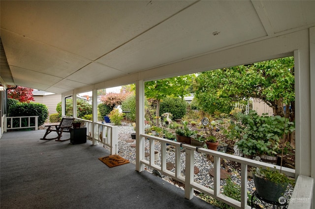 view of patio featuring covered porch