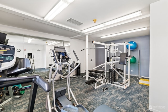 gym with carpet flooring