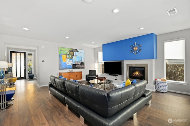 living room featuring hardwood / wood-style flooring