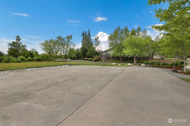 view of patio featuring basketball court