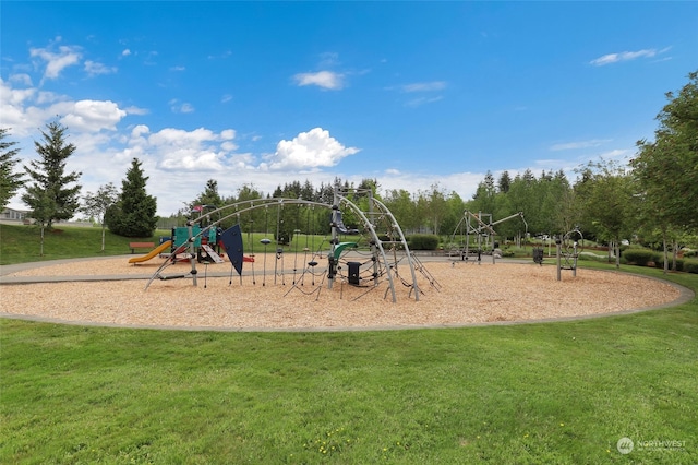 view of playground with a yard