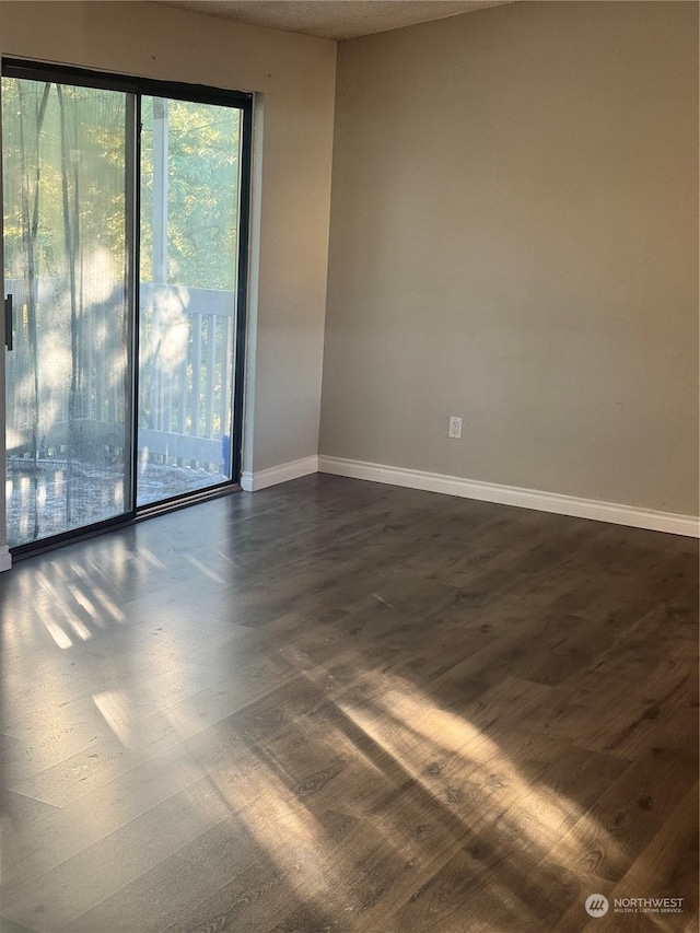 empty room with dark wood-type flooring